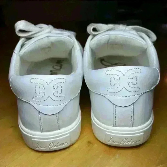 Sam Edelman Ethyl Sneakers, White Leather, Lace-up Tennis Shoes, Women's Size 8 - Picture 6 of 13